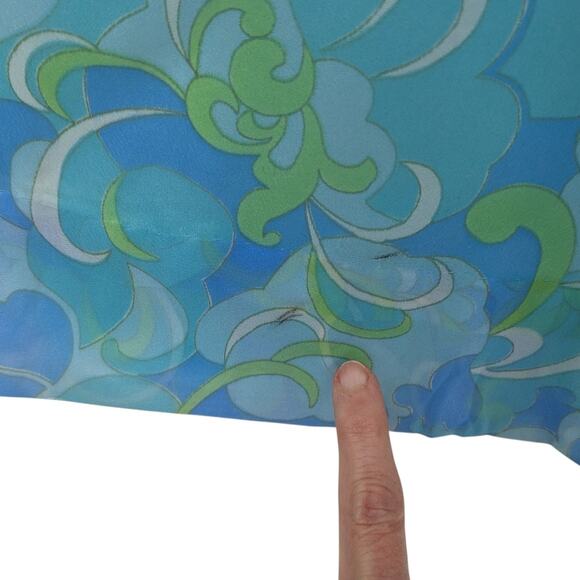 Vintage 1960's Acetate Chiffon Lined PSYCHEDELIC PALAZZO PANTS Mod Swirly Clouds - Picture 10 of 10